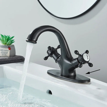 DecorBites™ Antique Brass Basin Faucet: Solid Brass Single Hole Deck Mounted Mixer Tap