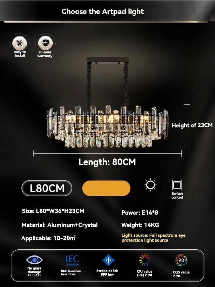 Gold Crystal LED Chandelier Round100cm Radiant