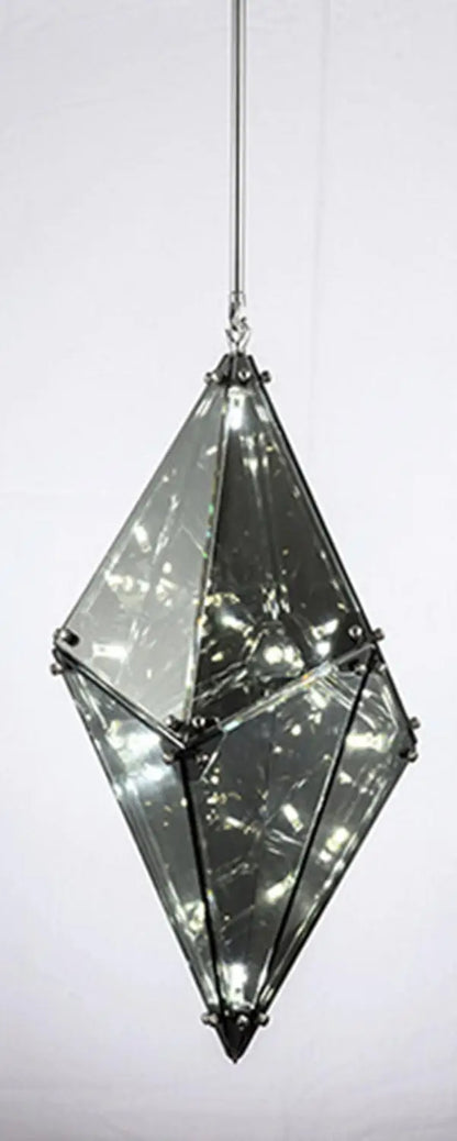 DecorBites™ Diamond Glass LED Pendant Light Smoky Gray Amber Hanging Lamp for Living Room