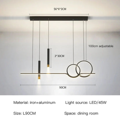 مصباح معلق أسود وذهبي من ديكوربايتس™ | إضاءة داخلية عصرية لغرفة الطعام والمطبخ