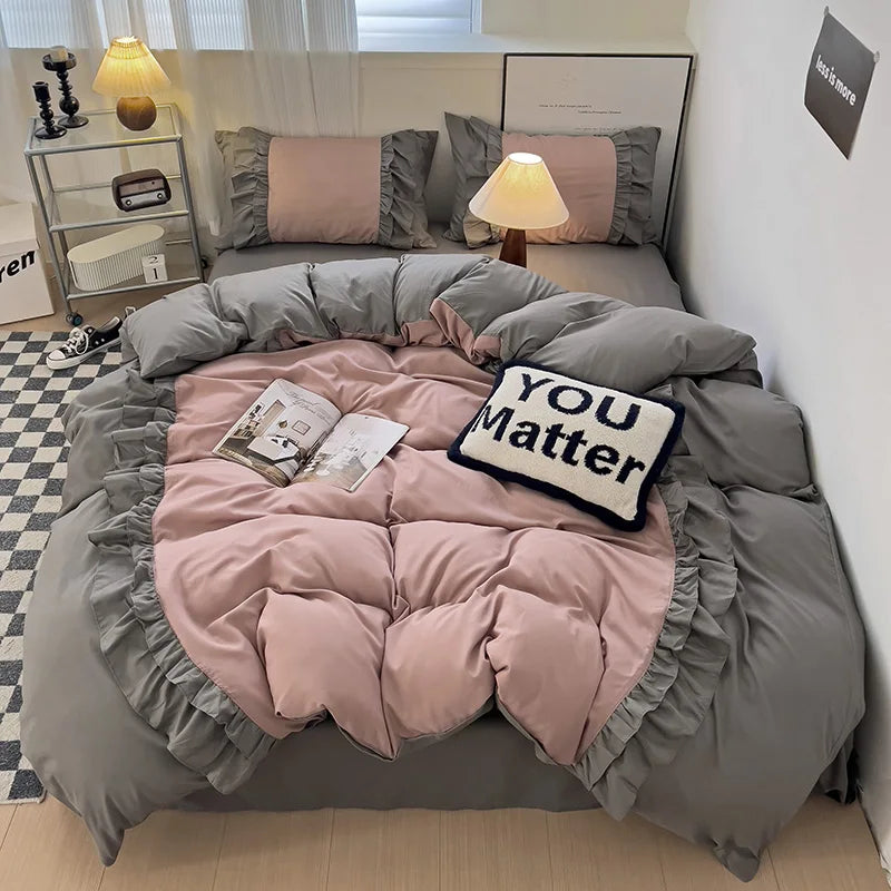 Microfiber Lace Duvet Set