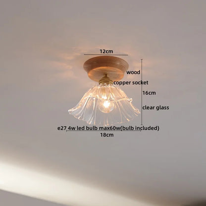 DecorBites™ Glass Wood LED Ceiling Lamp for Home Lighting and Decoration