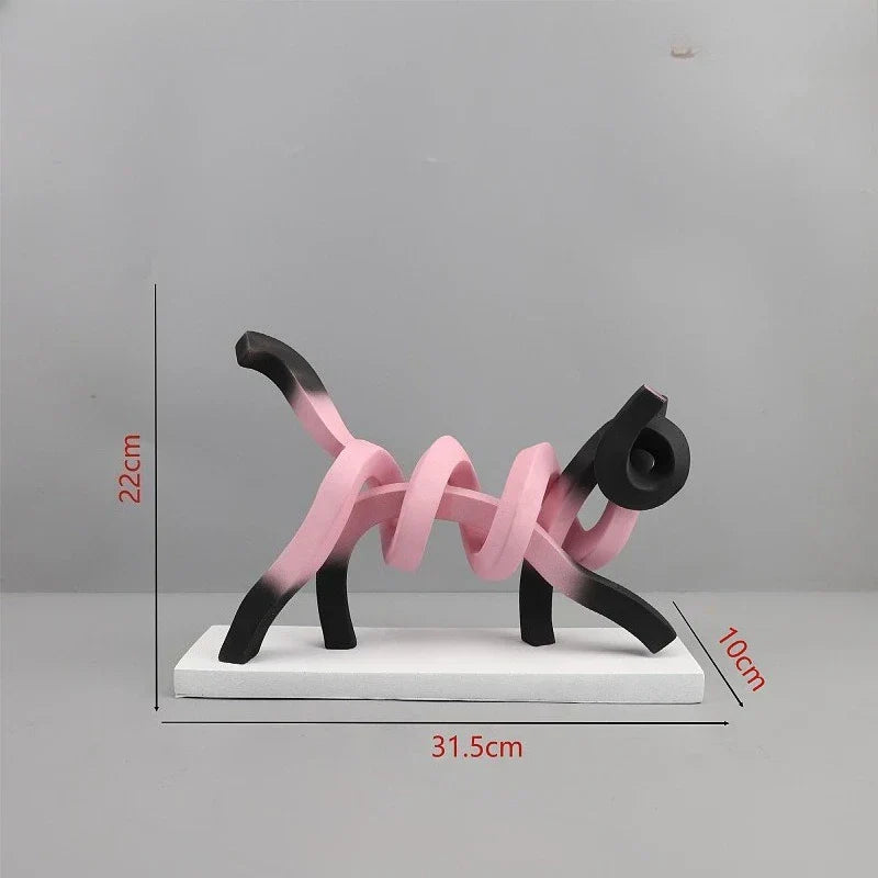 ديكوربايتس™ - منحوتة قطة تجريدية: أعمال يدوية من الراتنج لديكور غرف الأطفال