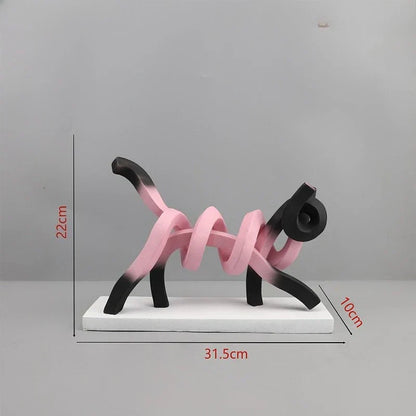 ديكوربايتس™ - منحوتة قطة تجريدية: أعمال يدوية من الراتنج لديكور غرف الأطفال