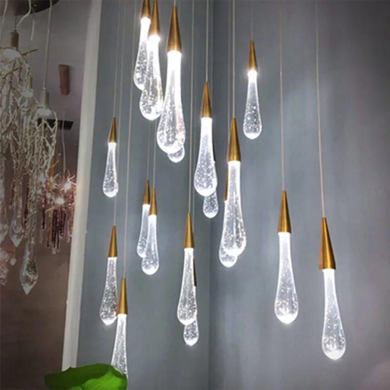 DecorBites™ Gold Crystal Pendant Light: European Luxury LED Bar Lamp