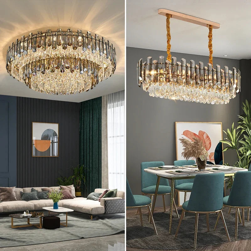 Gold Crystal Chandelier 6pcs Ceiling Design