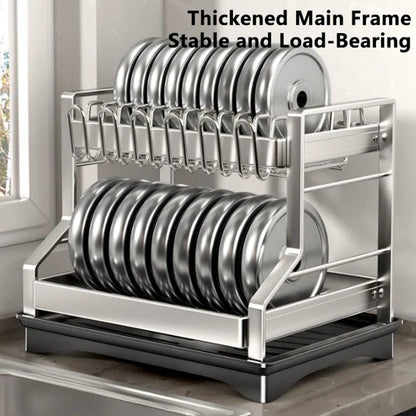 DecorBites™ 2 Tier Dish Drying Rack Utensils Storage Organizer with Drainboard