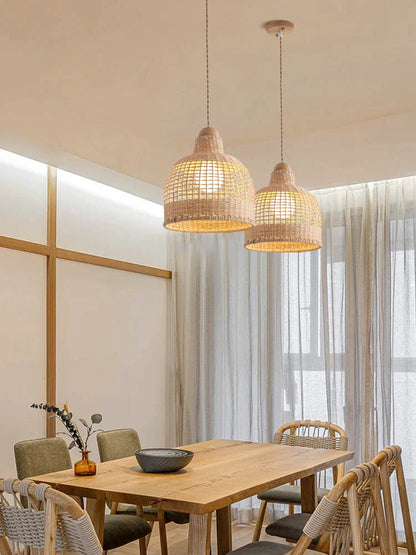 DecorBites™ Bamboo Pendant Lamps in Handmade Natural Wabi Sabi Style for Home, Dining, Bar Island