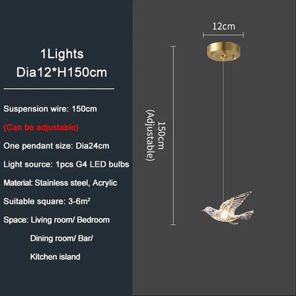 DecorBites™ Bird Design LED Chandelier for Luxury Living Room and Restaurant