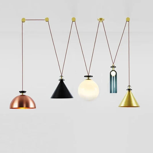 DecorBites™ Glass Chandelier: Nordic Minimalist Adjustable LED Decorative Suspension Lamps