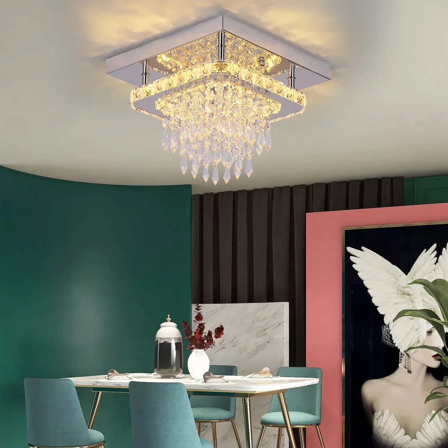 Lámpara colgante LED de cristal DecorBites™ para decoración de comedor y sala de estar