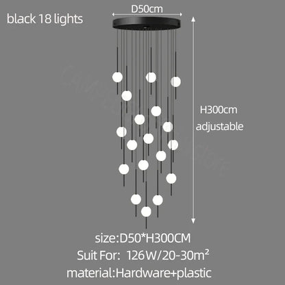 Lámparas de araña LED creativas DecorBites™: Diseño lujoso para salas de estar, grandes luminarias para escaleras