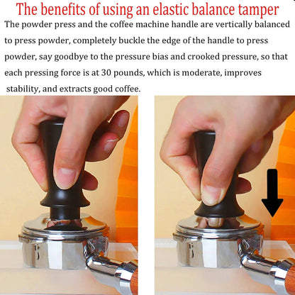 DecorBites™ 51/53/58mm Calibrated Espresso Coffee Tamper with Spring Handle & Stainless Steel Base