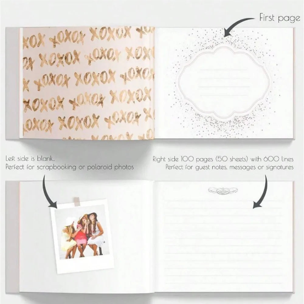 DecorBites™ Guest Book & Pen Set - Elegant 9"x7" Wedding Message Notebook