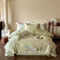 Decobites Luxury Flowers Embroidery Bedding Set Cream White 1000TC Egyptian Cotton Princess Suite