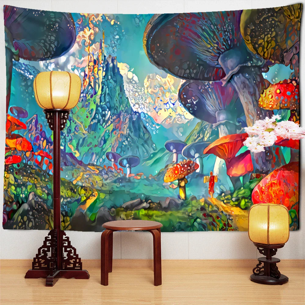 DecorBites™ Jellyfish Underwater Tapestry: Psychedelic Alien Art for Home Decor