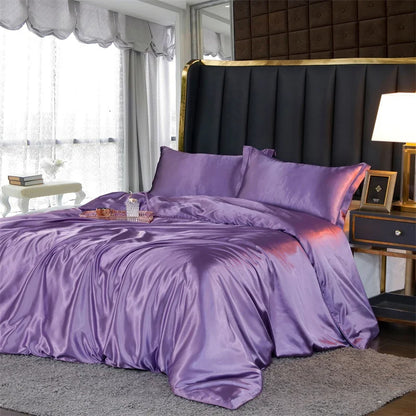 Decobites King Size Silk-Blend Duvet Cover Set with Pillowcases