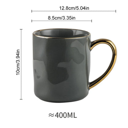 DecorBites™ Nordic Gold Rim Mug Set - Light Luxury Ceramic Coffee Cups with Handle