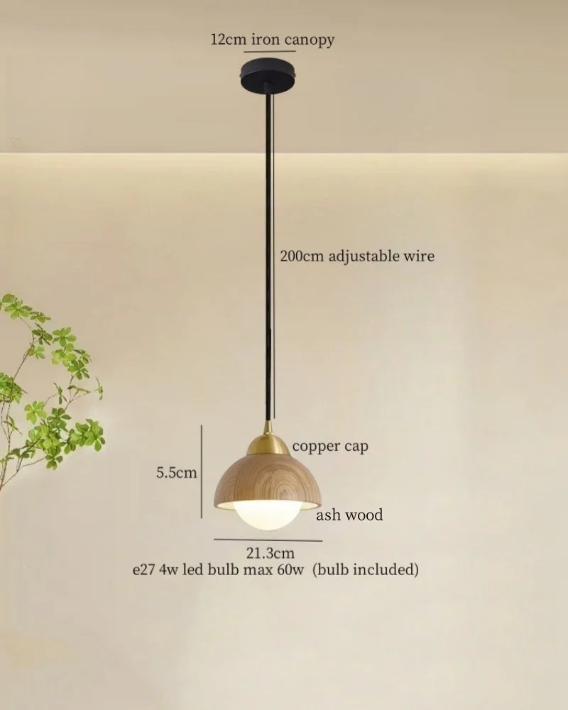 Decorbites™ Japanische LED-Hängeleuchte im Vintage-Stil aus Holz und Kupfer