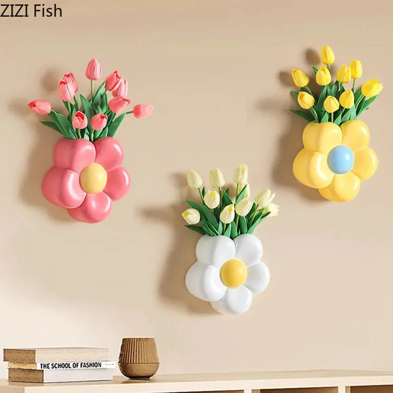 DecorBites™ Cartoon Flower Vase: Desk & Wall Décor for Aesthetic Rooms