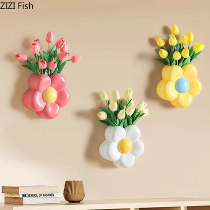 DecorBites™ Cartoon Flower Vase: Desk & Wall Décor for Aesthetic Rooms