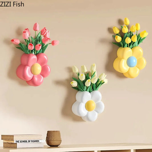 DecorBites™ Cartoon Flower Vase: Desk & Wall Décor for Aesthetic Rooms