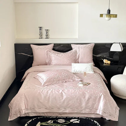 Juego de cama DecorBites™ Jacquard 100s de algodón egipcio: Sábana, manta y funda de almohada (tamaños King, Queen y Ru).