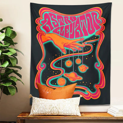 Psychedelic Planet Tapestry Wall Art Hanging for Boho Home Decor by Decobites