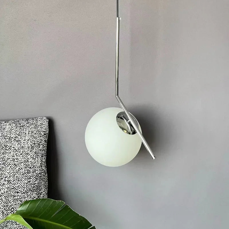 DecorBites™ Glass Ball Pendant Light Fixture Modern Hanging Lamp for Bedroom Dining Room