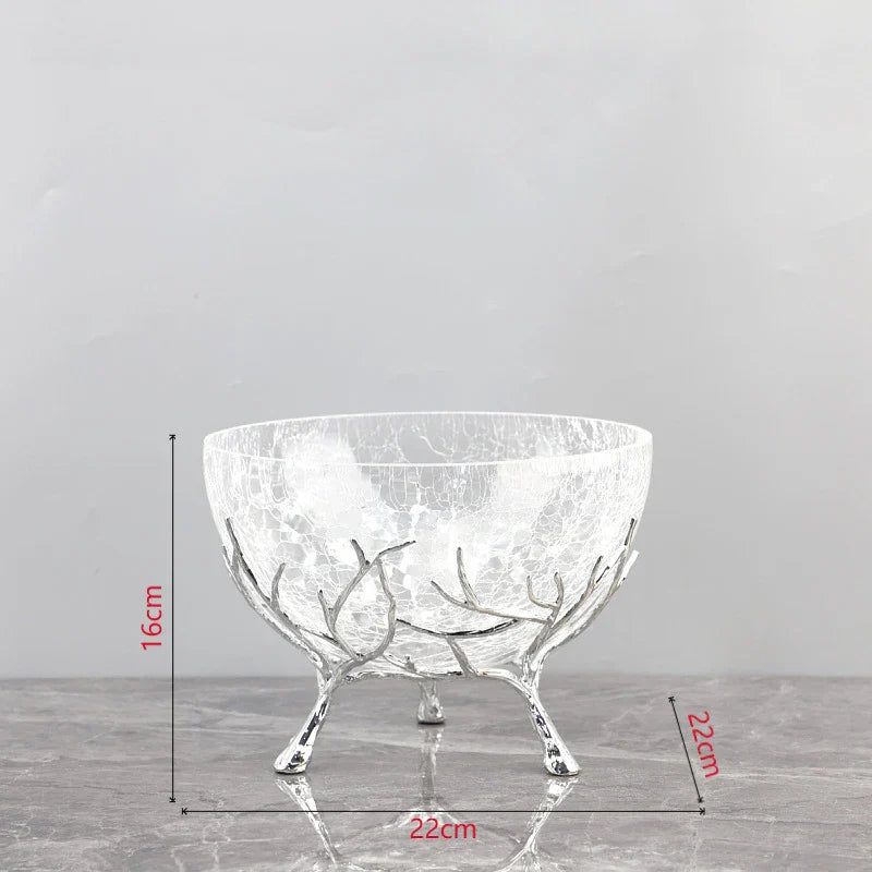DecorBites™ Golden Branches Glass Bowl Set for Home Kitchen Desserts and Snacks