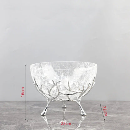 DecorBites™ Golden Branches Glass Bowl Set for Home Kitchen Desserts and Snacks