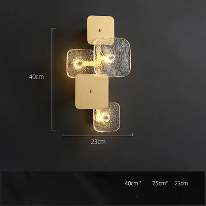 Lámpara de araña DecorBites™ Art Déco de cristal dorado cobrizo con iluminación LED