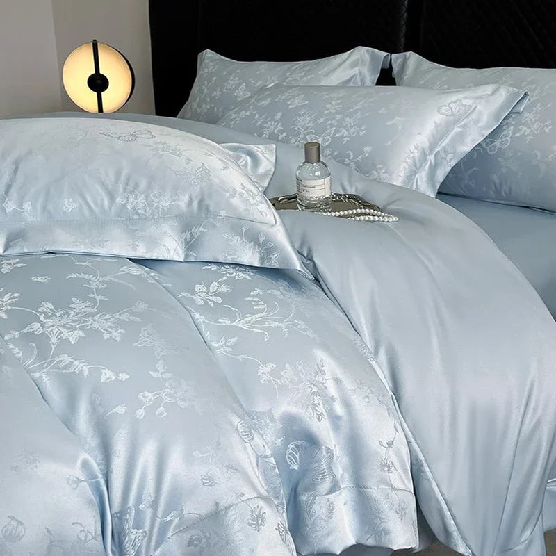 DecorBites™ Ice Silk Jacquard Bedding Set - Luxury Comforter Cover, Soft & Cozy, Queen/King
