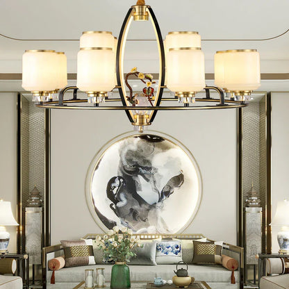 DecorBites™ Chinese Natural Jade All Copper Chandelier for Luxury Living Room Villa