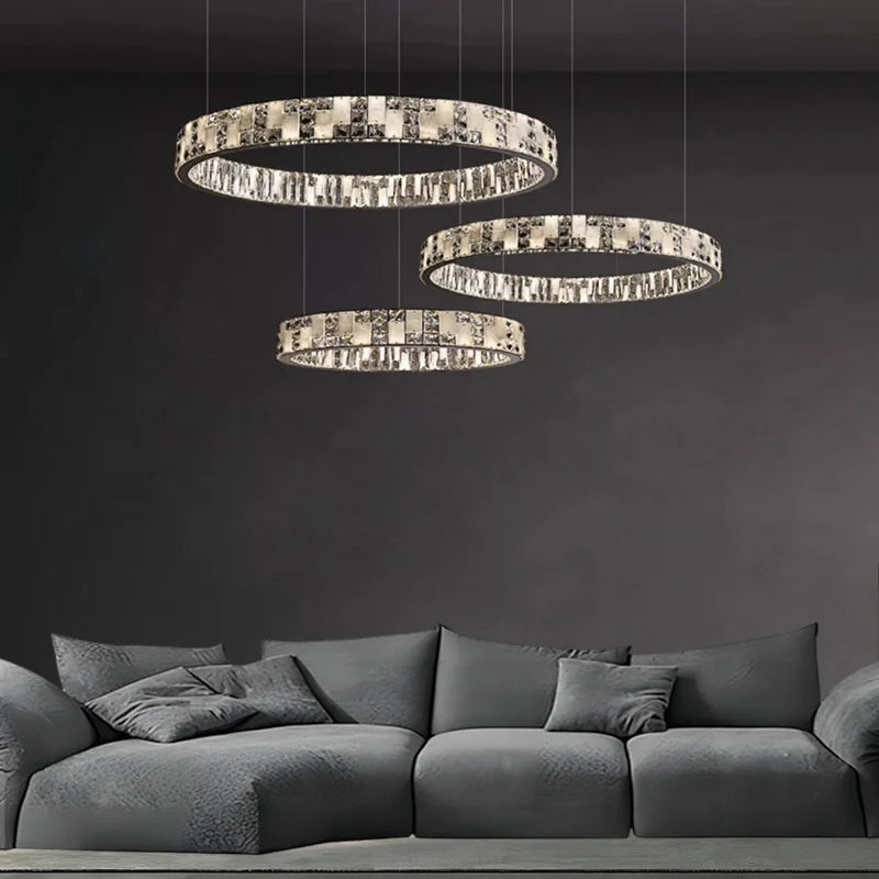 DecorBites™ Crystal Lustre Circle Chandelier LED Lights - Modern Luxury Minimalism décor