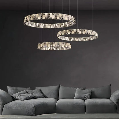 DecorBites™ Crystal Lustre Circle Chandelier LED Lights - Modern Luxury Minimalism décor