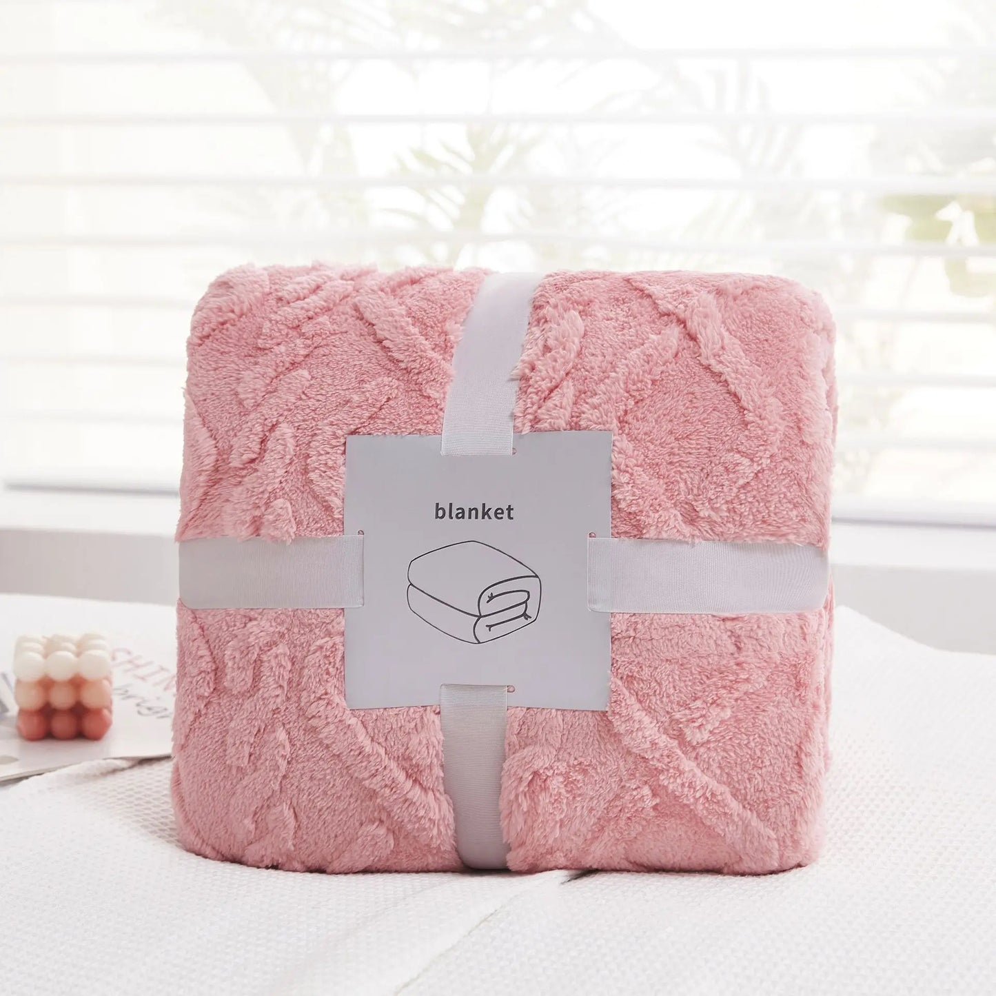 Manta de felpa jacquard acogedora DecorBites™: suave manta de invierno para el sofá, chal para la siesta en la oficina o de viaje.