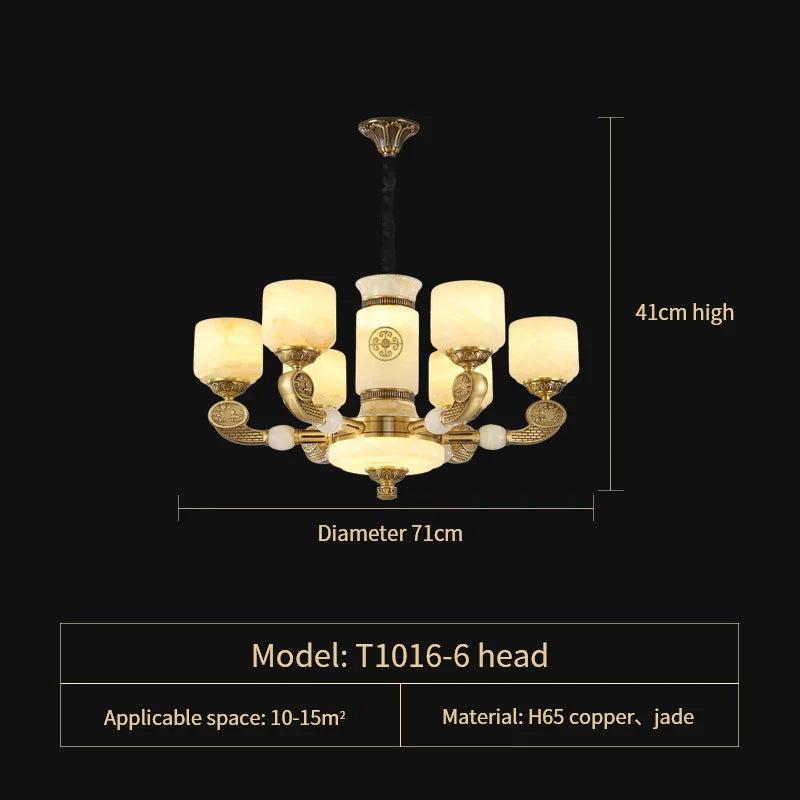 DecorBites™ Jade Copper Chandelier: Luxury European Style for Living Room, Bedroom, Dining Room Lighting