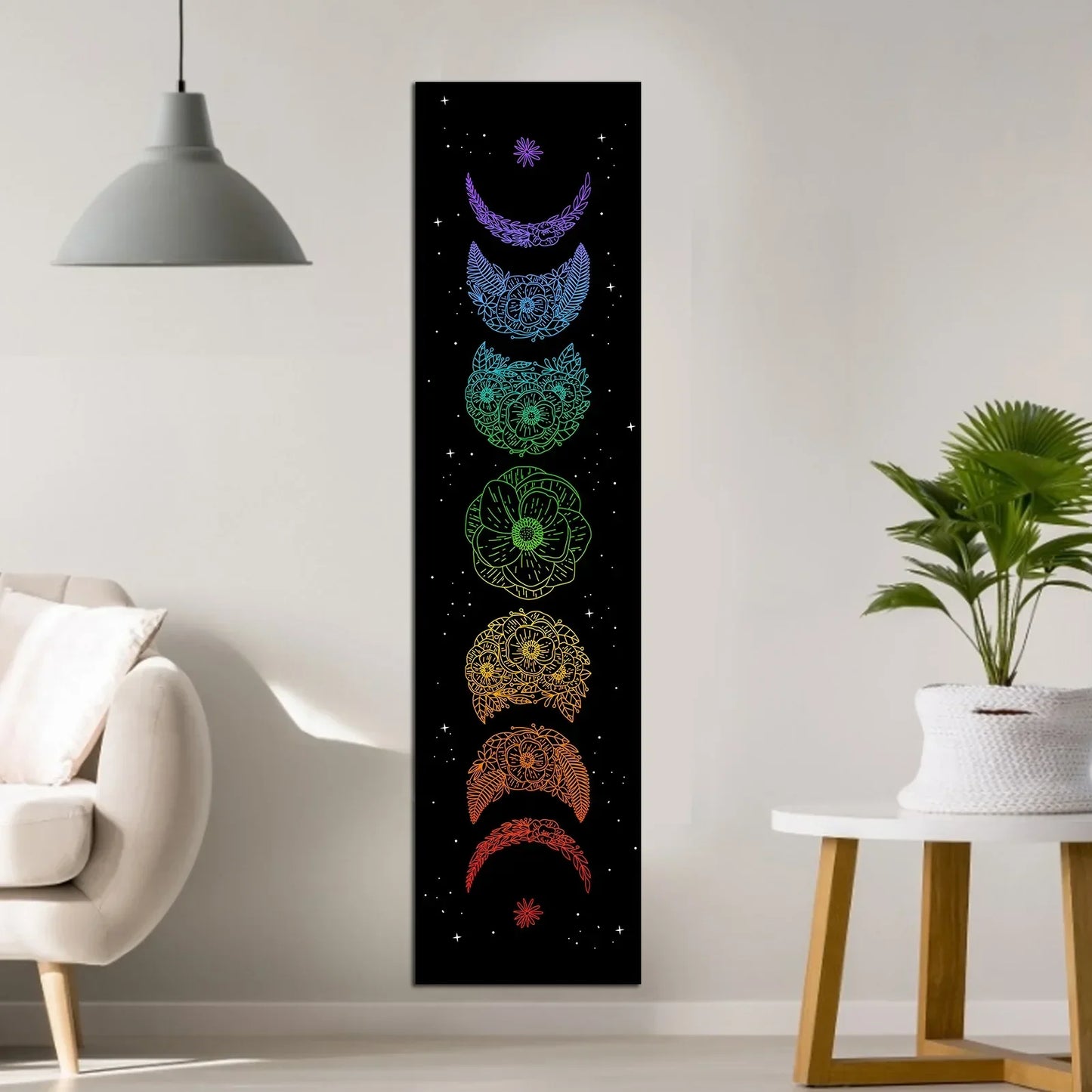 Decobites Moon Phase Botanical Tapestry - Aesthetic Home Decor