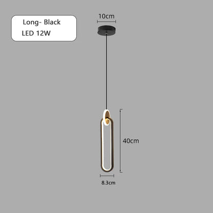 ثريا DecorBites™‎ دائرية من الذهب الأسود مع مصباح معلق بجانب السرير، كابل طويل 12 وات