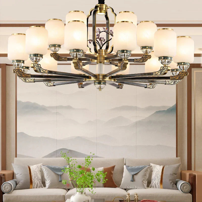 DecorBites™ Chinese Jade Chandelier | Modern Duplex Villa Lighting