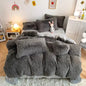 Decobites Fluffy Faux Fur Bedding Set: Duvet Cover, Sheet, Pillowcase - Soft & Warm