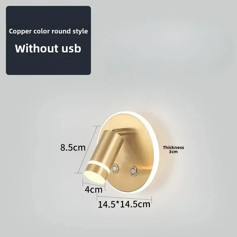 DecorBites™ LED USB Reading Wall Lamp with Dimmable Metal Body and Acrylic Shade