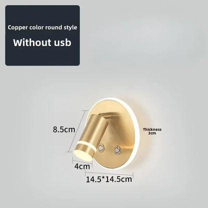 DecorBites™ LED USB Reading Wall Lamp with Dimmable Metal Body and Acrylic Shade