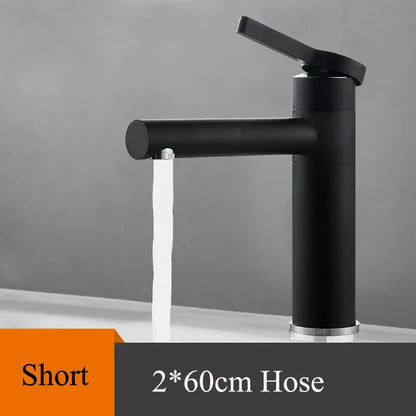 DecorBites™ Black Brass Bathroom Sink Faucet Deck Mounted Vessel Mixer Water Tap
