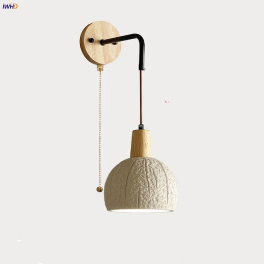 DecorBites™ Cement Shade Wall Sconce Pull Chain Switch LED Light Fixture for Home Decor