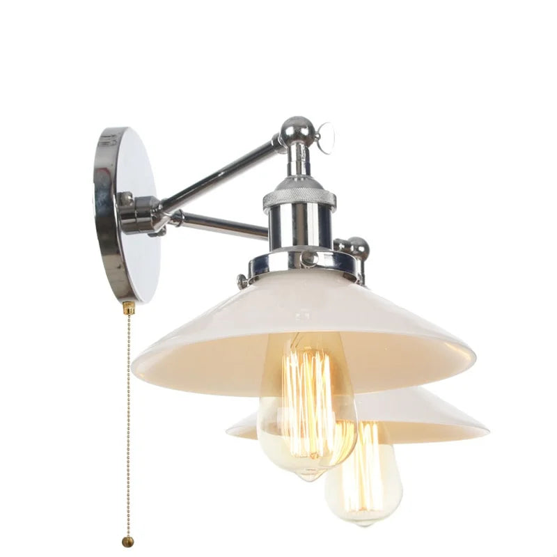 Aplique de pared DecorBites™ de cristal con 2 luces y interruptor de cadena para dormitorio y baño.