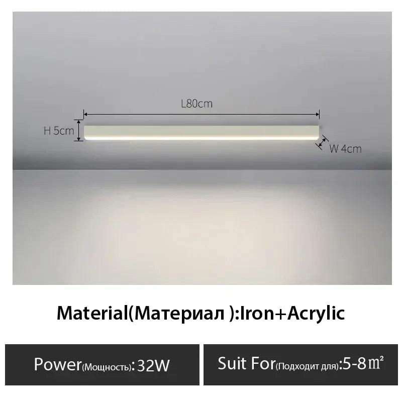 مصباح سقف LED خطي أسود من DecorBites™ لغرفة المعيشة والممر وغرفة الطعام