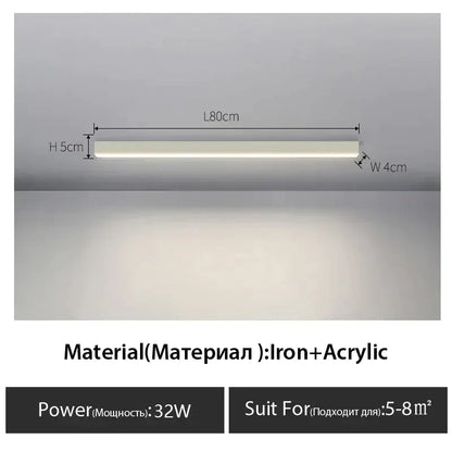 مصباح سقف LED خطي أسود من DecorBites™ لغرفة المعيشة والممر وغرفة الطعام