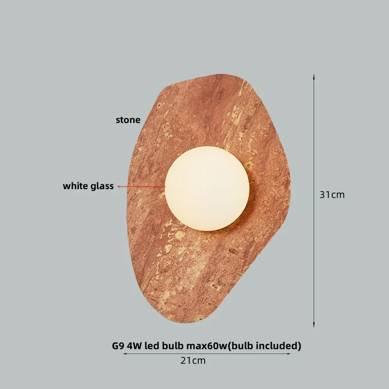 DecorBites™ Green Marble Stone LED Wall Sconce Lighting for Bedroom and Hallway